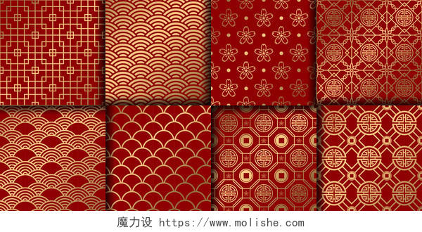 新年喜庆红色中国风花纹底纹花纹矢量背景素材